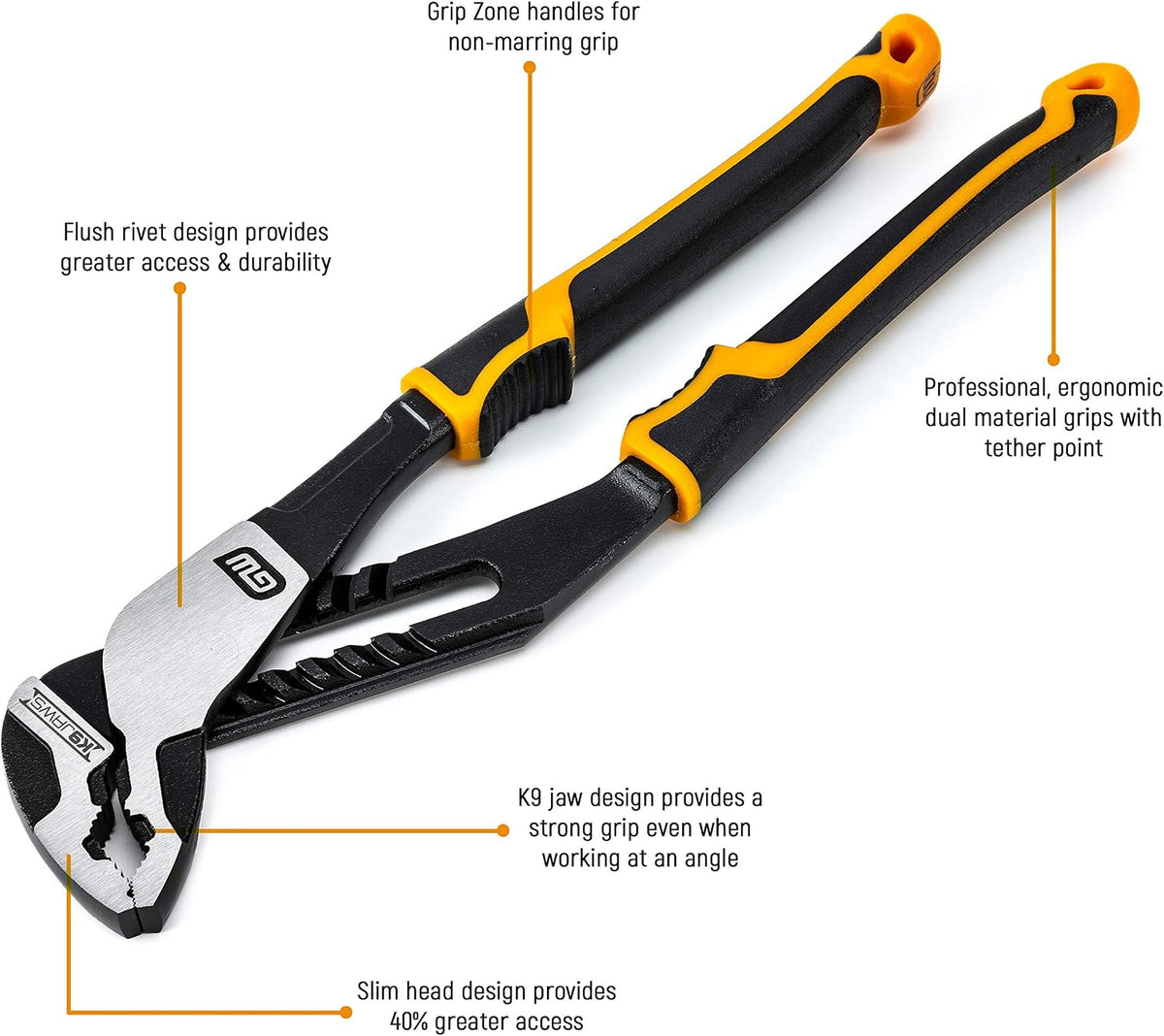 10 in. PITBULL K9 V-Jaw Dual Material Grip Tongue and Groove Pliers