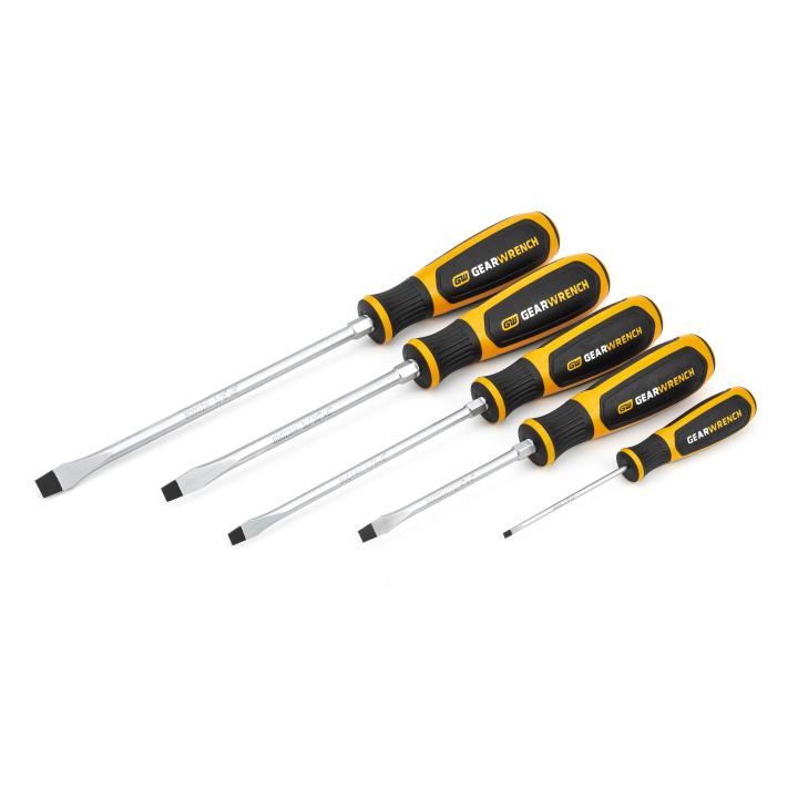 5 Piece Slotted/Cabinet Dual Material Screwdriver Set