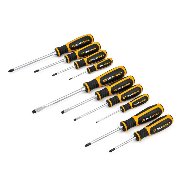 10 Piece Phillips®/Slotted/Pozidriv® Dual Material Screwdriver Set