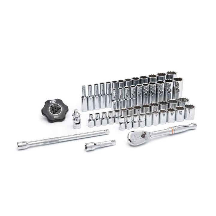 51 Piece 1/4" Drive 12 Point Standard and Deep SAE/Metric Mechanics Tool Set
