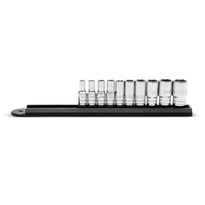 10 Piece 1/4" Drive 6 Point Mid Length SAE Socket Set