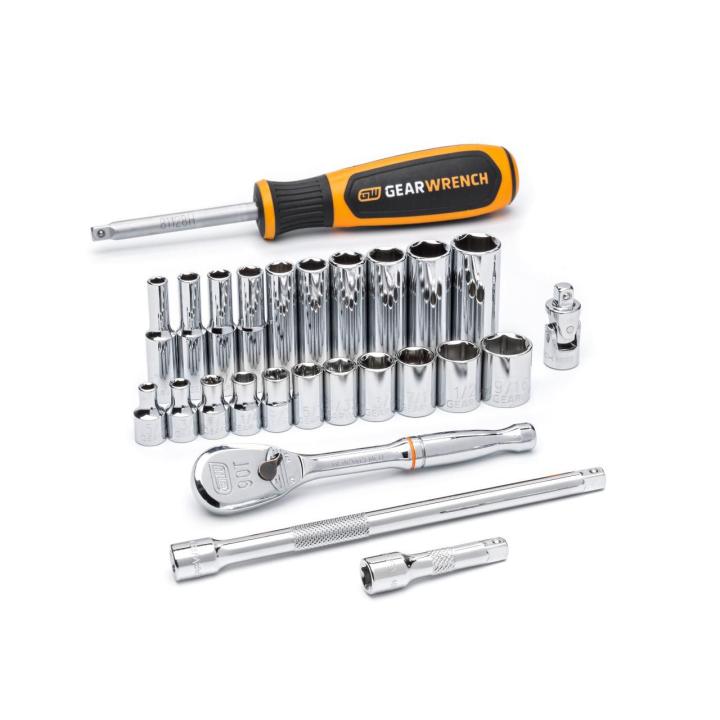 26 Piece 1/4" Drive 6 Point Standard SAE Mechanics Tool Set