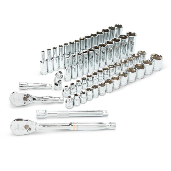 57 Piece 3/8" Drive 6 Point Standard and Deep SAE/Metric Mechanics Tool Set