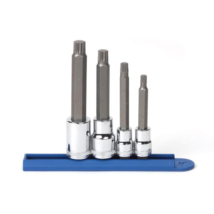 4 Piece 3/8" & 1/2" Drive Extra Long Triple Square Bit Metric Socket Set