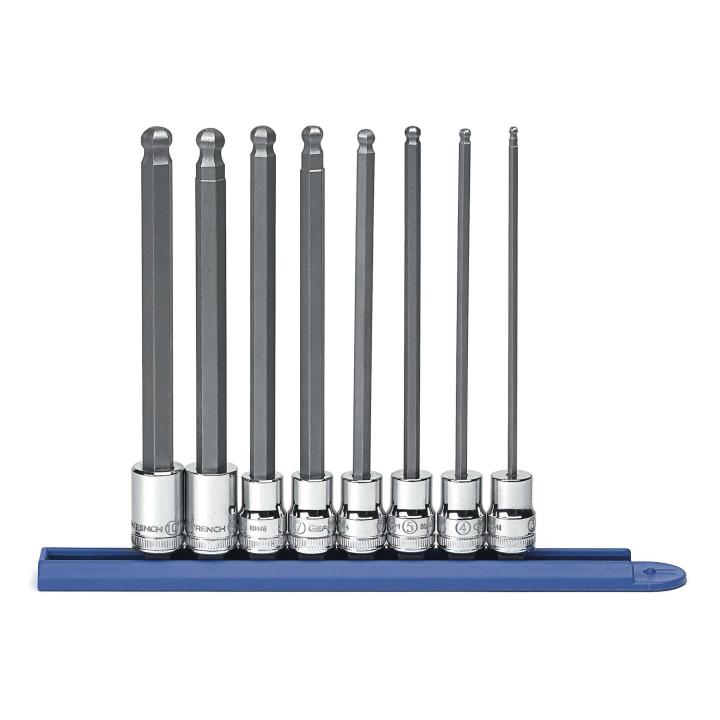 8 Piece 3/8" Drive Long Ball End Hex Bit Metric Socket Set