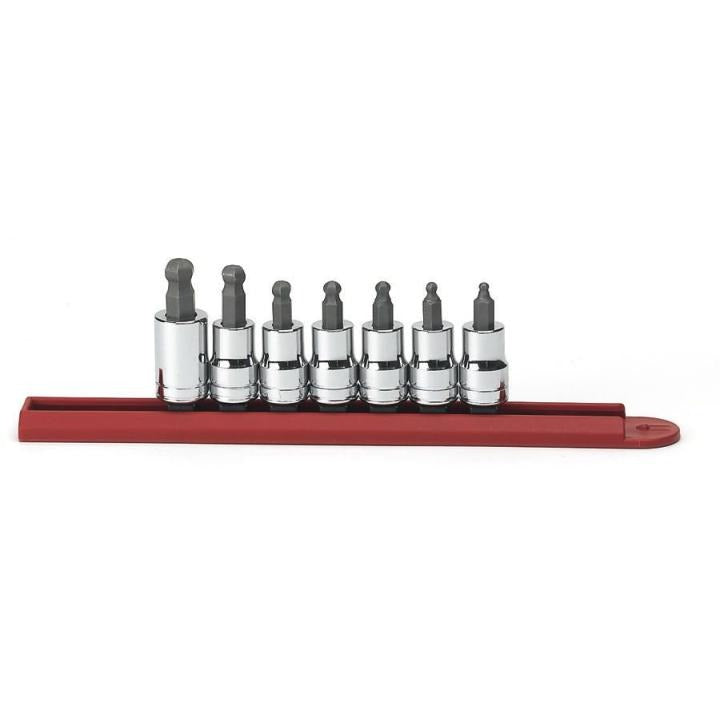 7 Piece 3/8" Drive Ball End Hex Bit SAE Socket Set