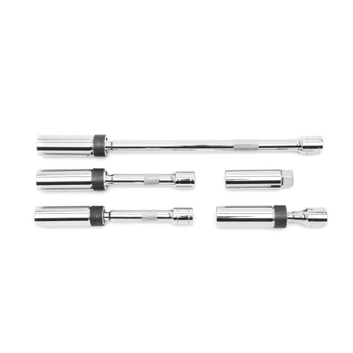 5 Piece 3/8" Drive 6 Point Magnetic Swivel Spark Plug Socket Set