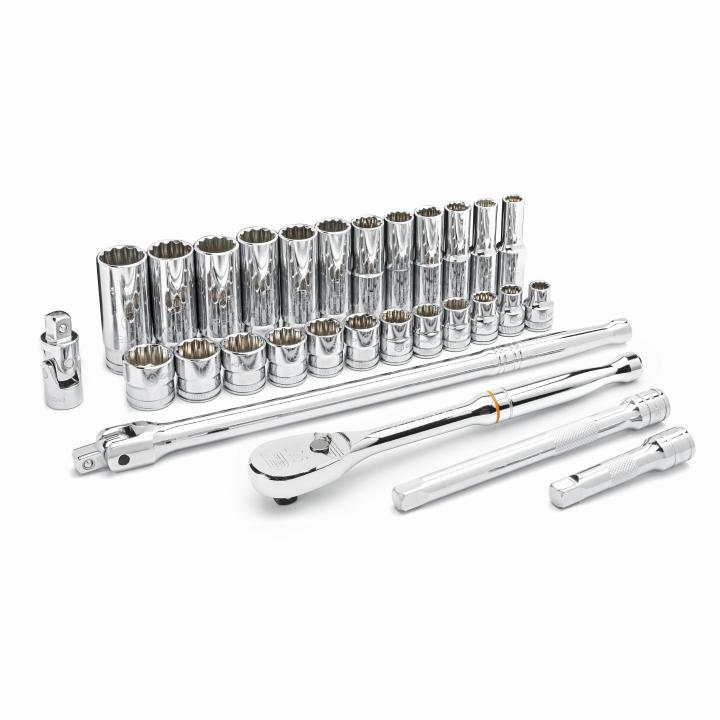 29 Piece 3/8" Drive 12 Point Standard and Deep Metric Mechanics Tool Set