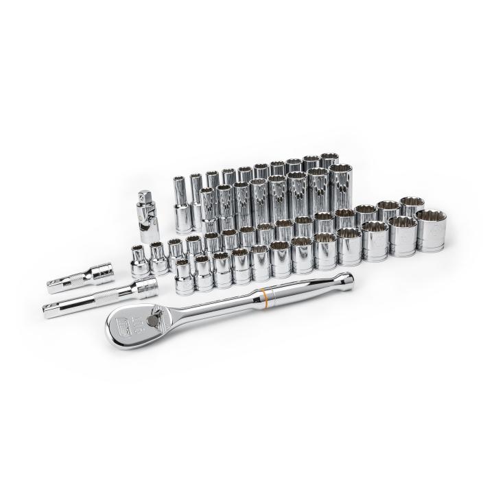 49 Piece 1/2" Drive 12 Point Standard and Deep SAE/Metric Mechanics Tool Set