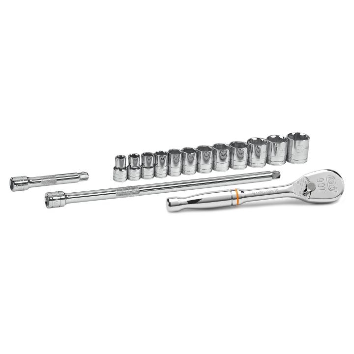 15 Piece 1/2" Drive 6 Point Standard SAE Mechanics Tool Set