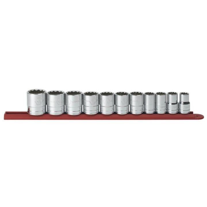 11 Piece 1/2" Drive 12 Point Standard SAE Socket Set