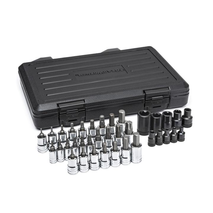 36 Piece 1/4", 3/8" & 1/2" Drive Standard Hex, E-Torx® & Torx® Bit SAE/Metric Socket Set