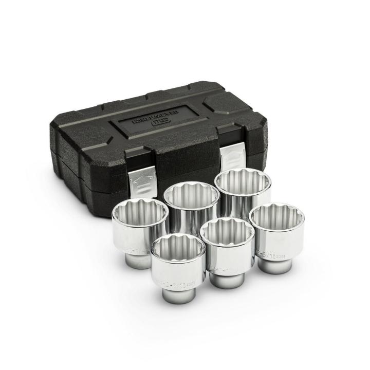 6 Piece 3/4" Drive 12 Point SAE Standard Length Socket Set
