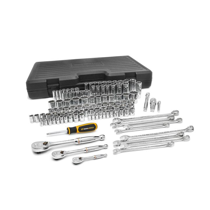 110 Piece 1/4", 3/8" & 1/2" Drive 6 & 12 Point Standard and Deep SAE/Metric Mechanics Tool Set