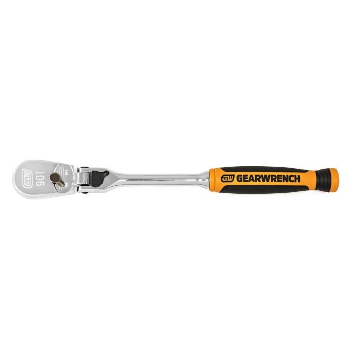 1/4" Drive 90-Tooth Dual Material Locking Flex Head Teardrop Ratchet 8"