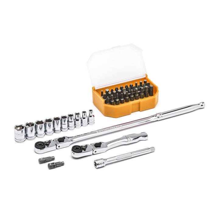 45 Piece 1/4" Drive 6 Point Standard Metric Slim Head Mechanics Tool Set