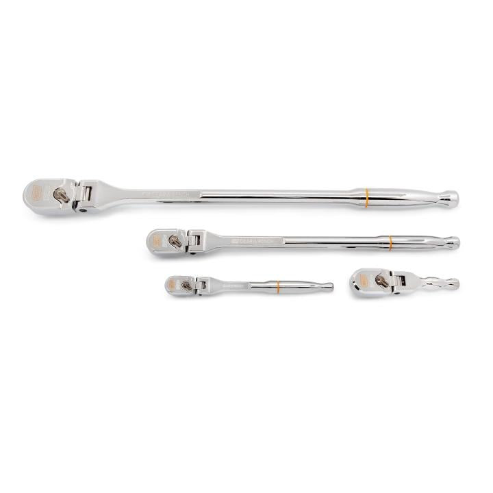 4 Piece 1/4", 3/8" & 1/2" Drive 120XP™ Full Polish Flex Handle Teardrop Ratchet Set