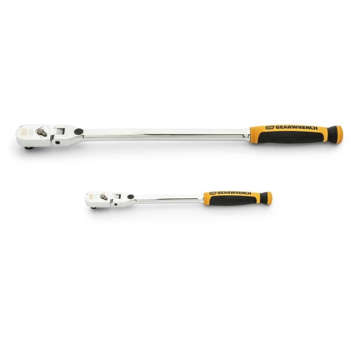 2 Piece 1/4" & 3/8" Drive 120XP Dual Material Handle Locking Flex Head Ratchet Set