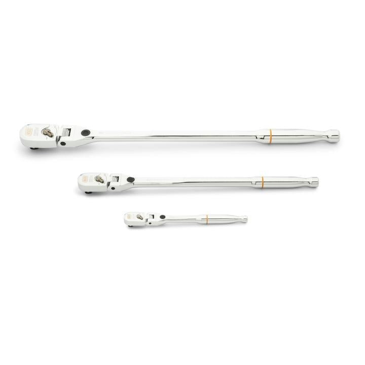 3 Piece 1/4", 3/8" & 1/2" Drive 120XP Locking Flex Head Ratchet Set