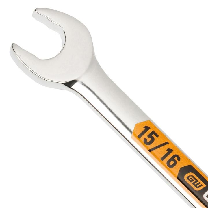 11 Piece 12 Point SAE Hi-Viz Long Pattern Combination Wrench Set with Tool Roll