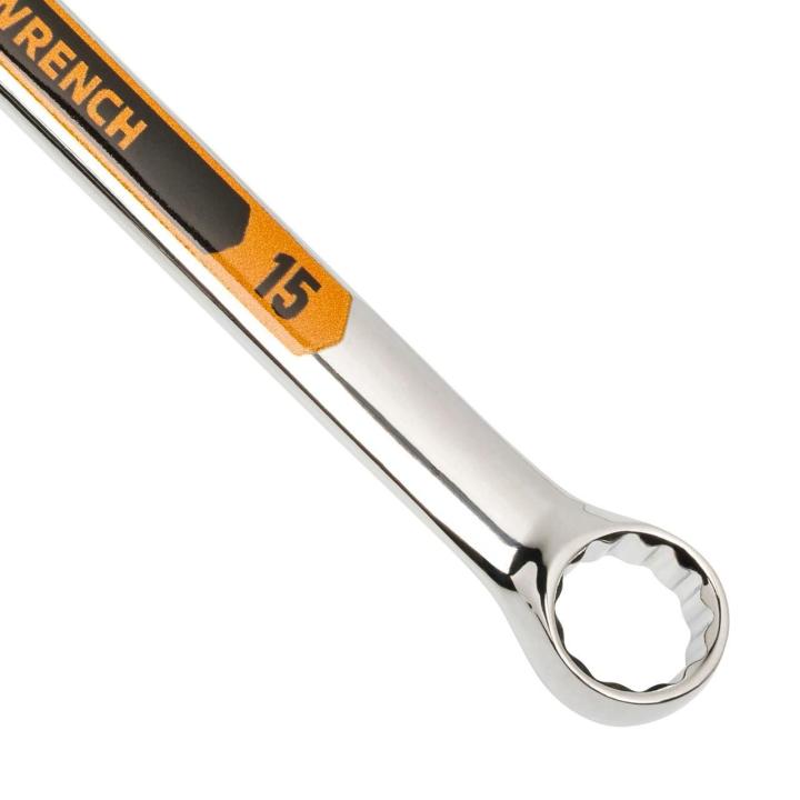 9 Piece 12 Point Metric Hi-Viz Long Pattern Combination Wrench Set with Tool Roll