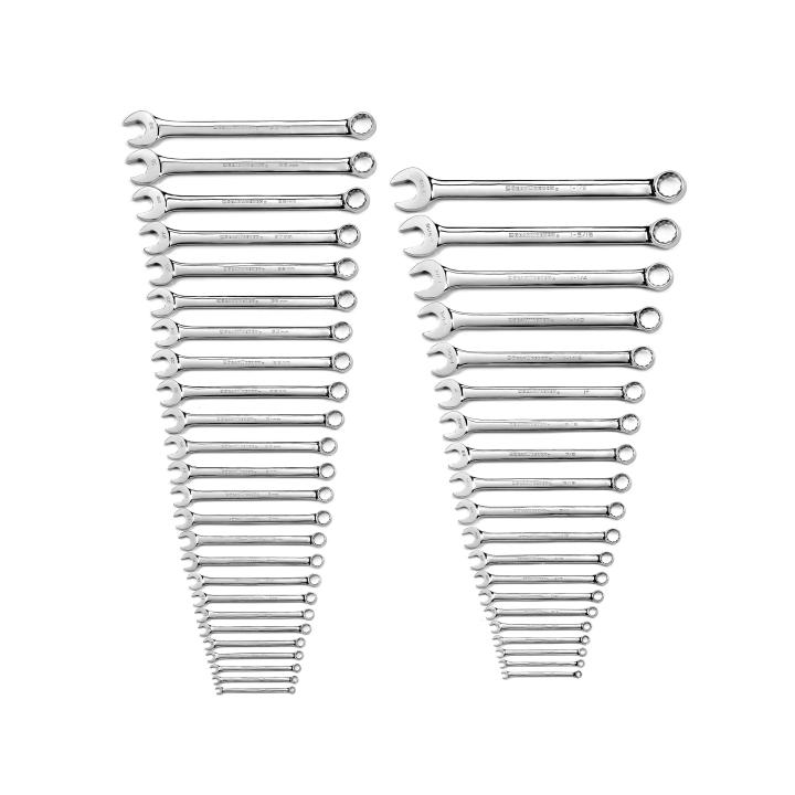 44 Piece 12 Point Long Pattern Combination SAE/Metric Wrench Set