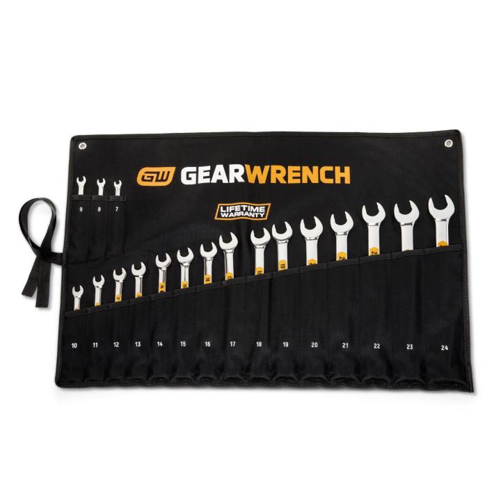 18 Piece 12 Point Metric Hi-Viz Long Pattern Combination Wrench Set