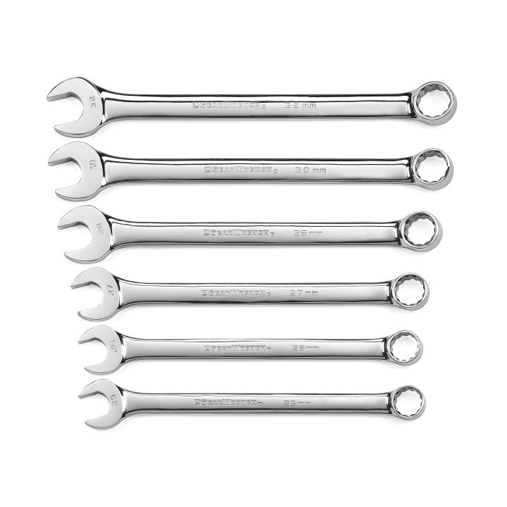 6 Piece Metric 12 Point Long Pattern Combination Wrench Set