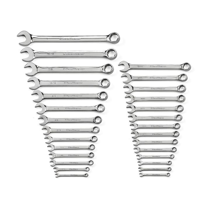 28 Piece 6 Point Combination SAE/Metric Wrench Set