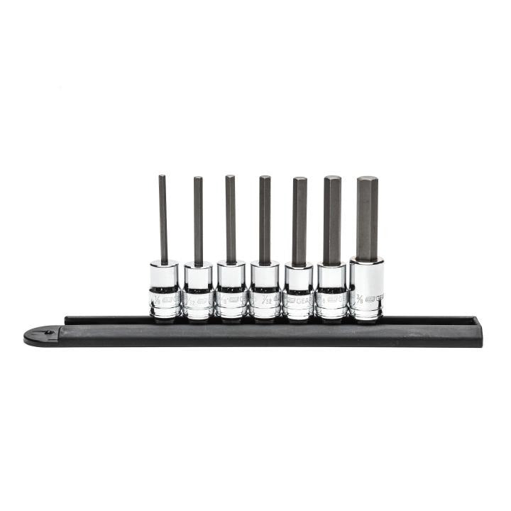 7 Piece 3/8" Drive Mid Length Hex Bit SAE Socket Set