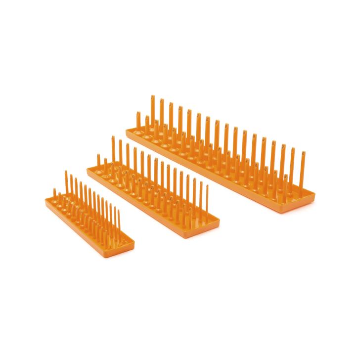 3 Piece 1/4", 3/8" & 1/2" Drive Orange Metric Socket Storage Tray Set