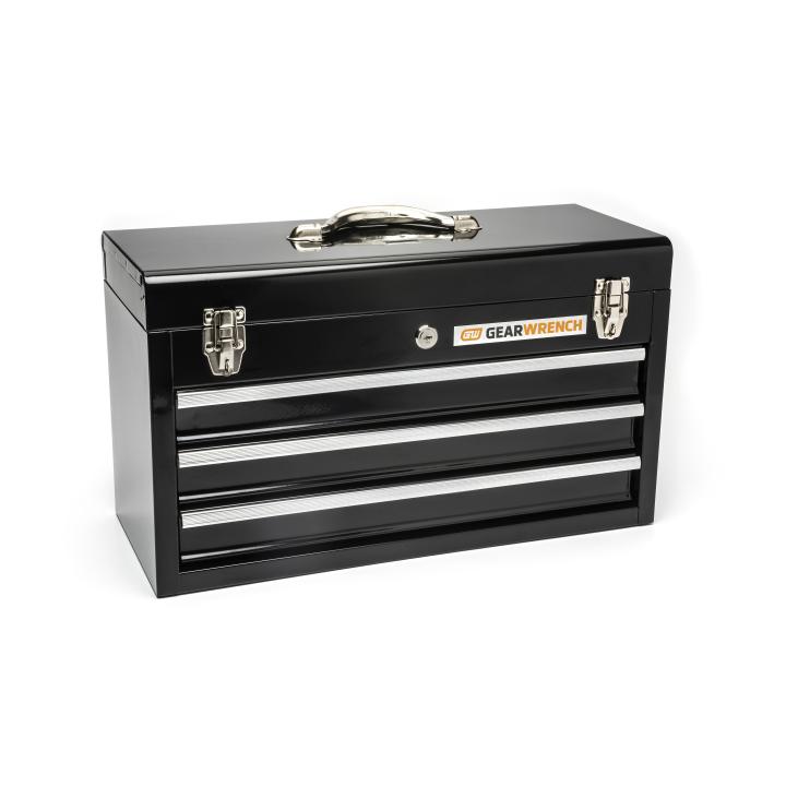 20" 3 Drawer Black Steel Tool Box