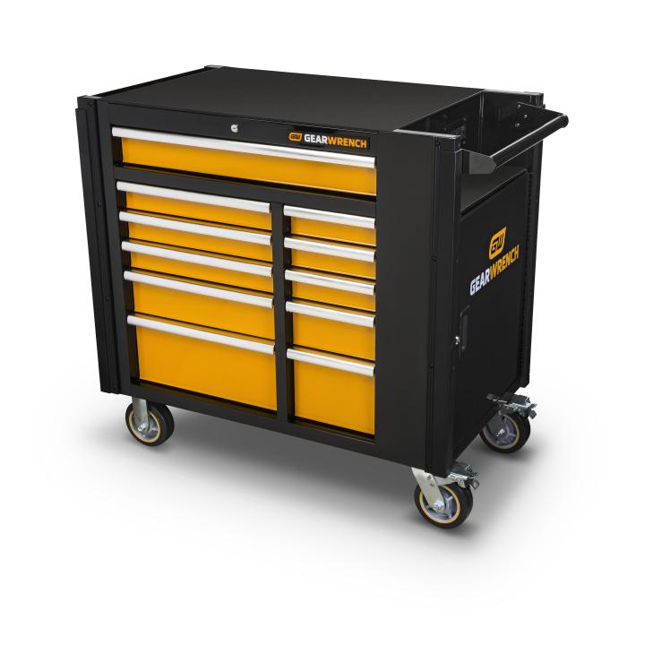 42" 11 Drawer Black & Orange Mobile Work Station