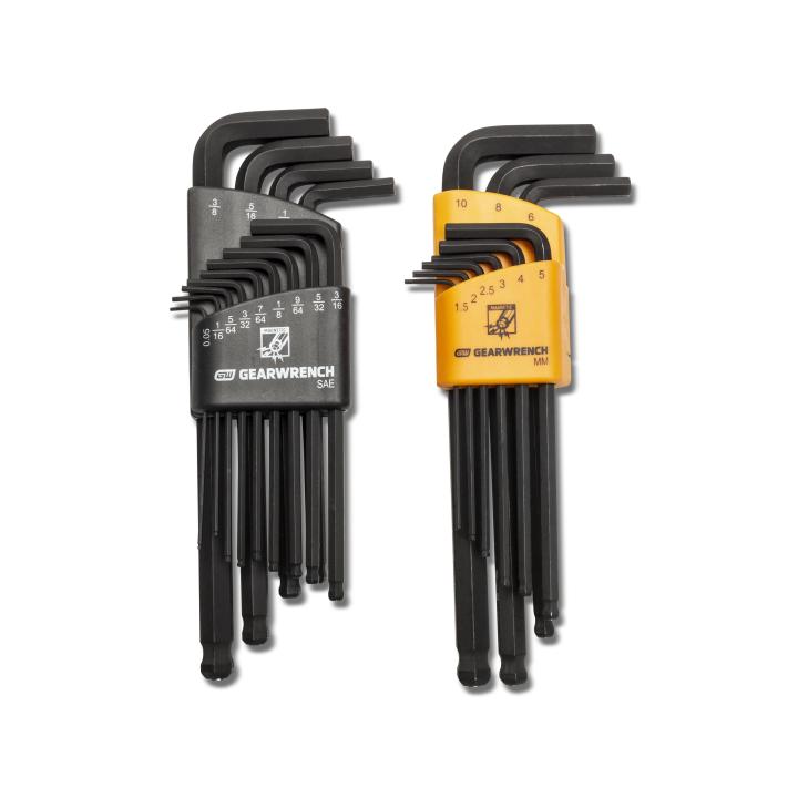 22 Piece SAE/Metric Magnetic Ball End Long Arm Hex Key Set