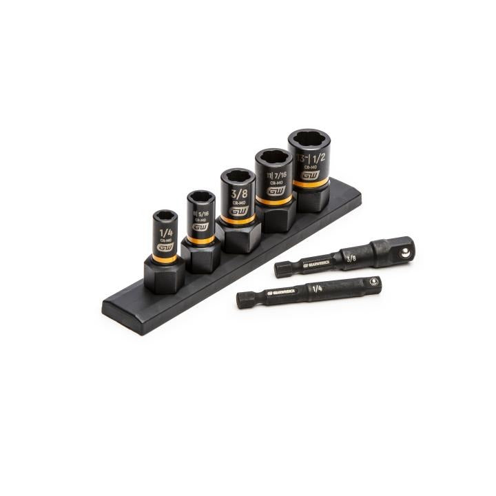7 Piece 1/4" & 3/8" Drive SAE Bolt Biter™ Impact Extraction Socket Set