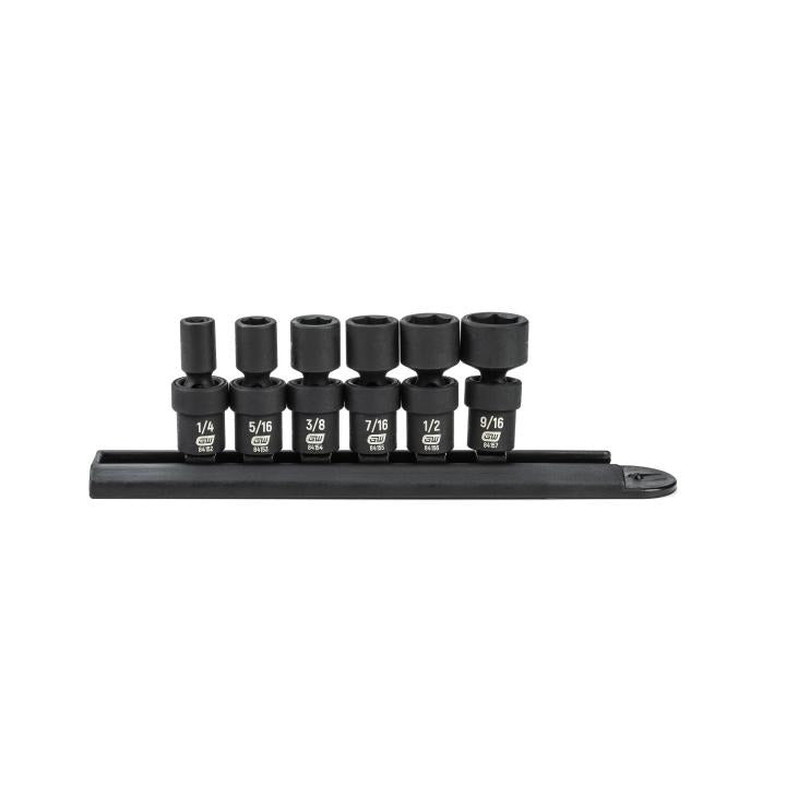 6 Piece 1/4" Drive 6 Point Standard Universal Impact SAE Socket Set