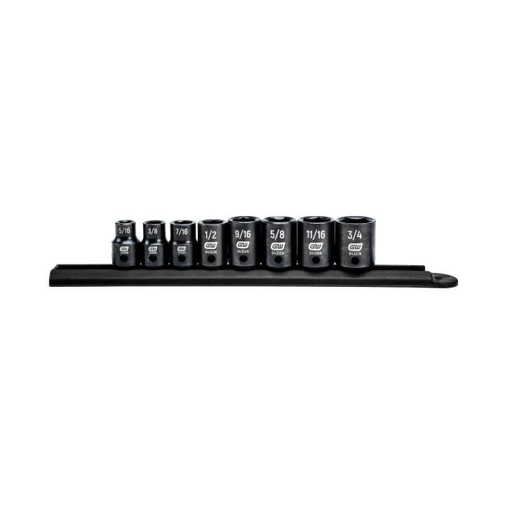 8 Piece 3/8" Drive 6 Point Standard Impact SAE Socket Set