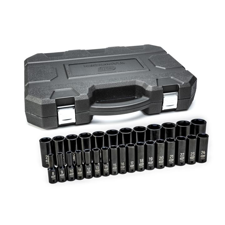 29 Piece 1/2" Drive 6 Point Deep Impact Metric Socket Set