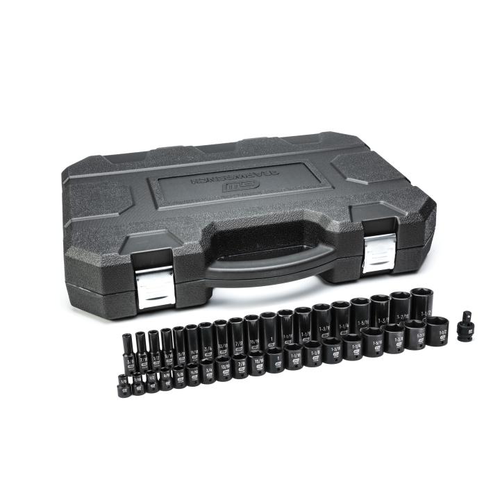 39 Piece 1/2" Drive 6 Point Standard and Deep Impact SAE Socket Set