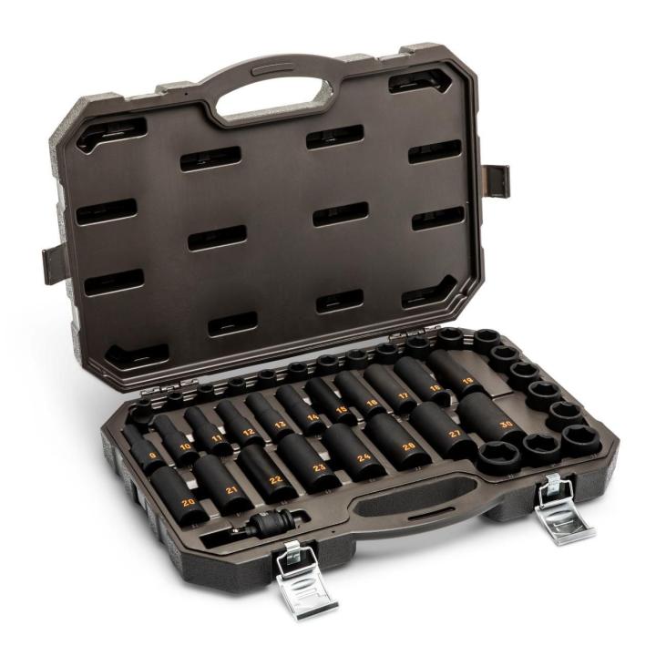 39 Piece 1/2" Drive 6 Point Metric Hi-Viz Standard & Deep Impact Socket Set