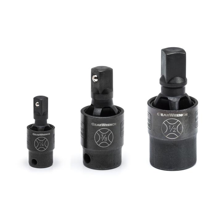 3 Piece 1/4", 3/8" & 1/2" Drive X-Core™ Pinless Impact Universal Joint Set