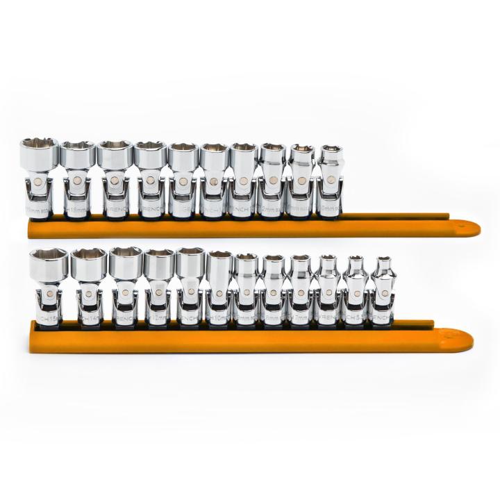 22 Piece 1/4" & 3/8" Drive 6 Point Metric Flex Socket Set