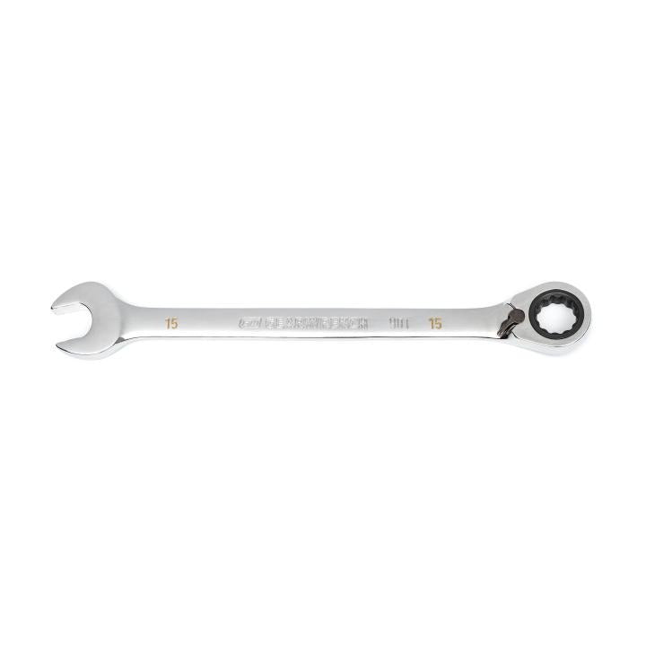 15mm 90-Tooth 12 Point Reversible Ratcheting Wrench