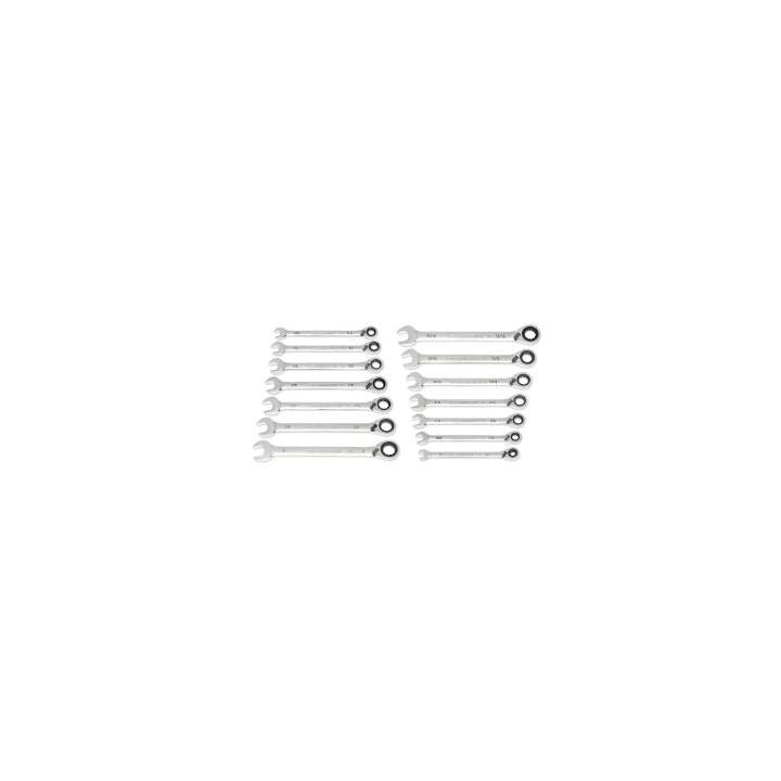 14 Piece 90-Tooth 12 Point SAE Reversible Ratcheting Wrench Set with Wrench Roll