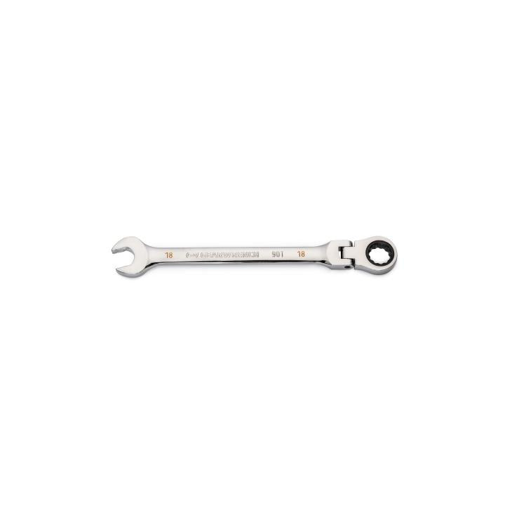 18mm 90-Tooth 12 Point Flex Head Ratcheting Combination Wrench