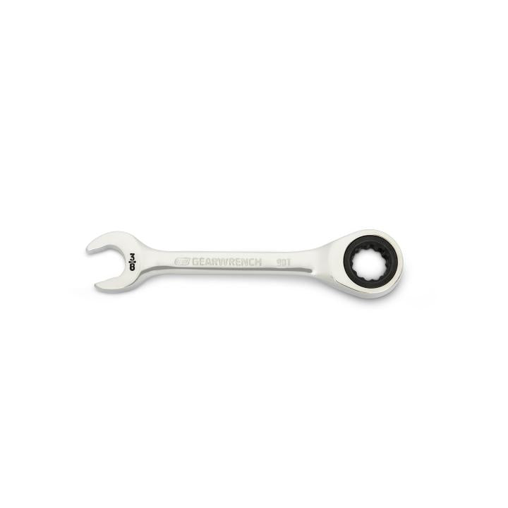 3/8" 90-Tooth 12 Point Stubby Combination Ratcheting Wrench