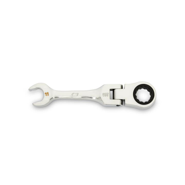11mm 90-Tooth 12 Point Stubby Flex Combination Ratcheting Wrench