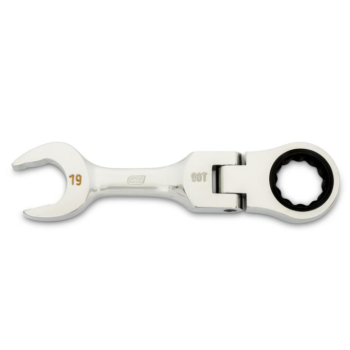 19mm 90-Tooth 12 Point Stubby Flex Combination Ratcheting Wrench
