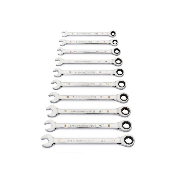 12 Piece 90-Tooth 12 Point Metric Combination Ratcheting Wrench Set