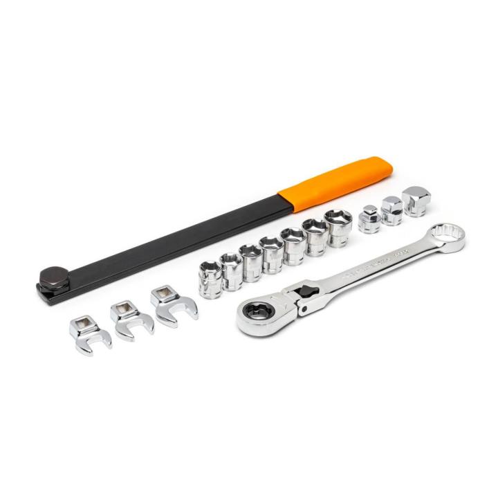 15 Piece Serpentine Belt Tool Set with Locking Flex Head Ratcheting Wrench